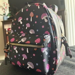 Black Base Mini backpack with Multicolored mushrooms🌈